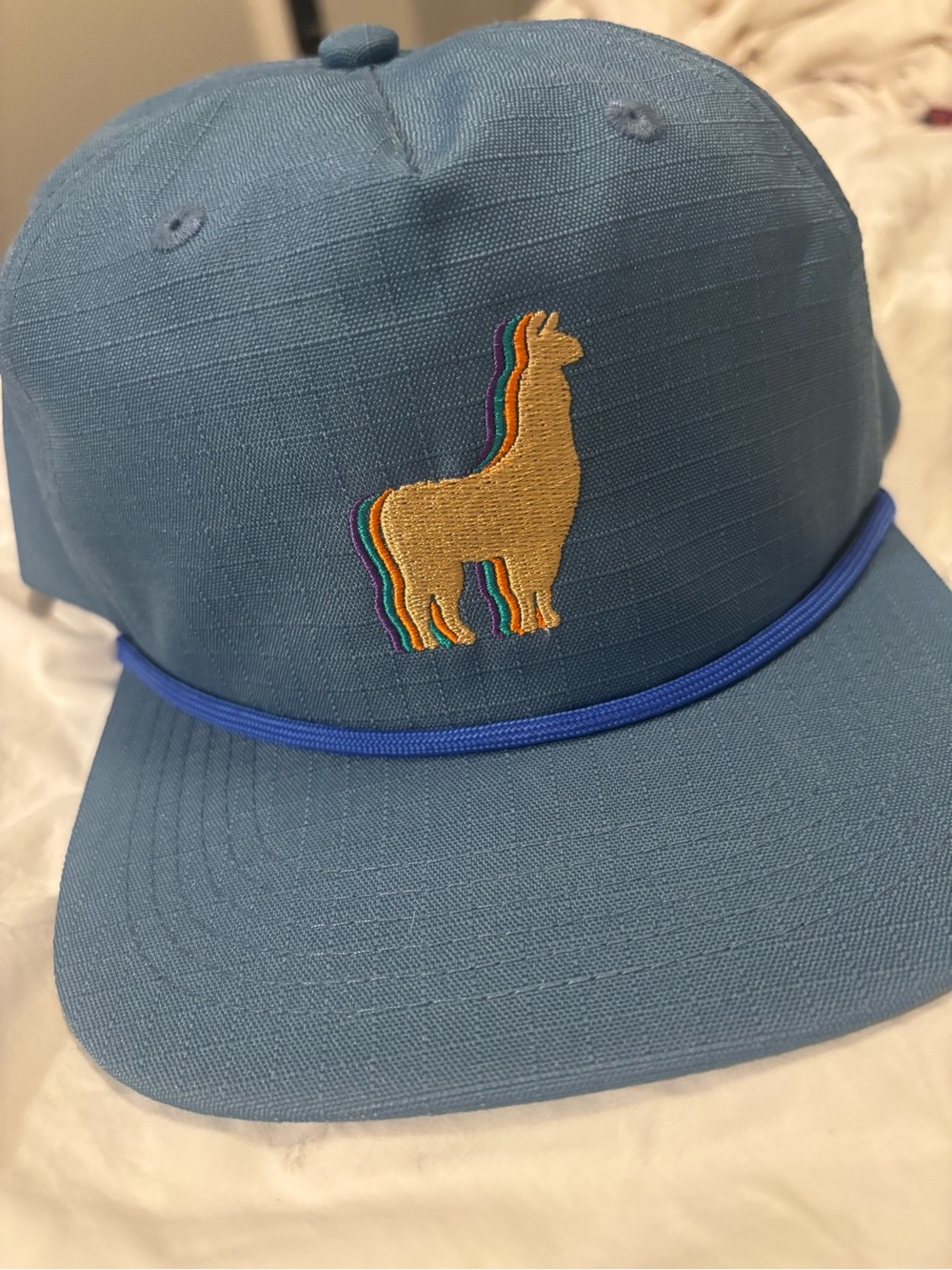 Phish Llama Light Blue Trucker Hat with Gold Llama Patch and Blue Rope-New!